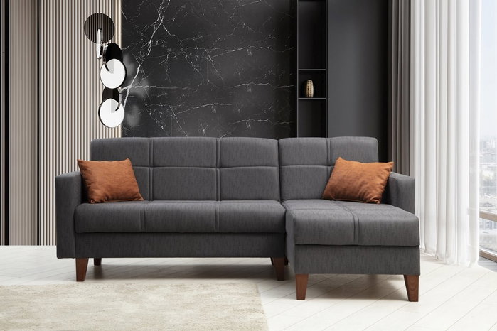 Atelier Del Sofa Polya - Sofá cama esquinero Gris oscuro
